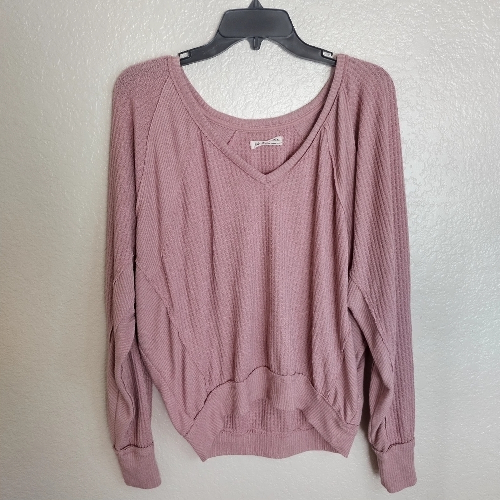Free people we the free santa clara thermal v neck shirt Maeve sz S - Picture 2 of 7